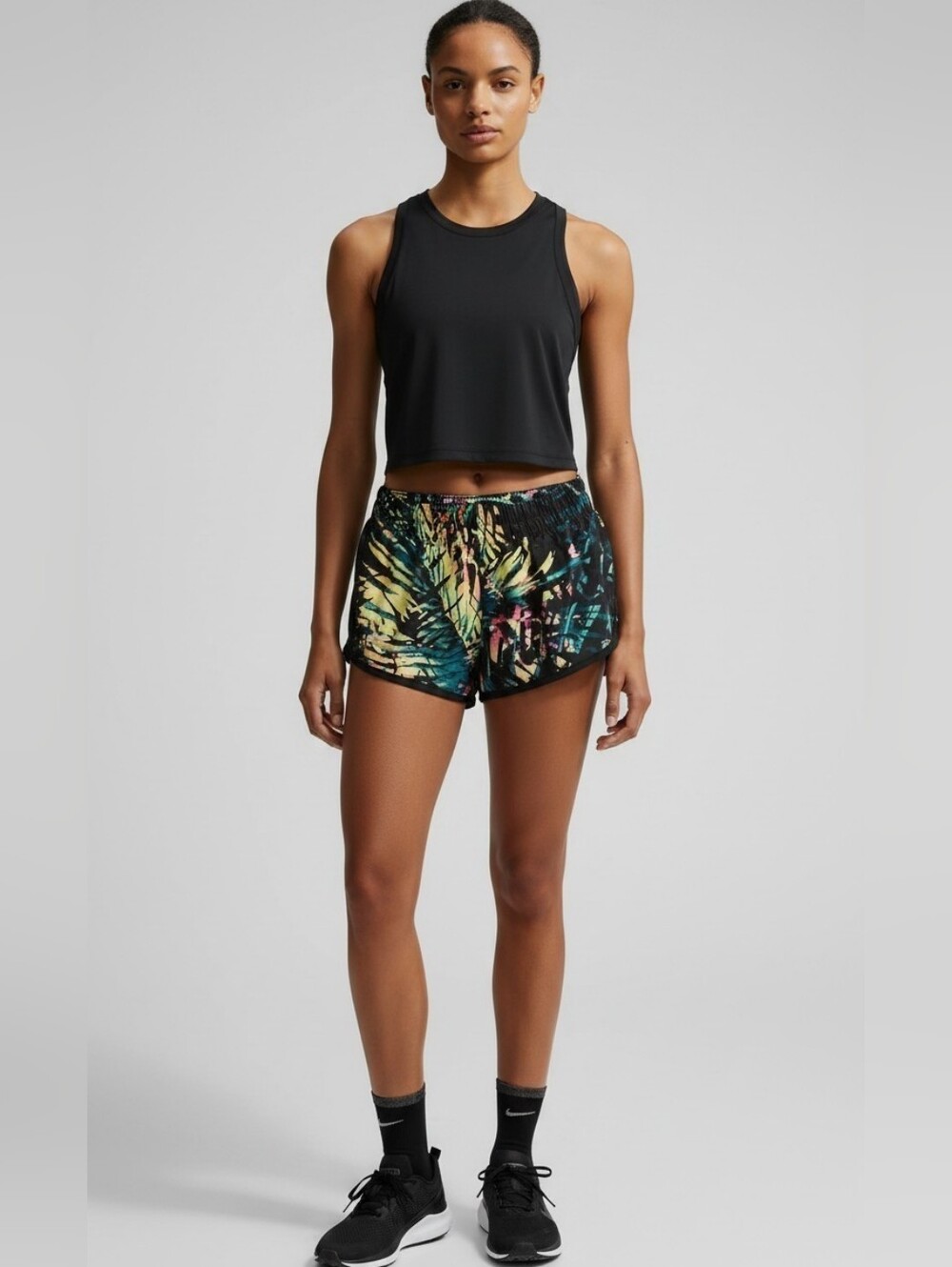 GAP Fit Running Shorts, colorful tropical design, XS